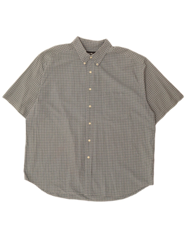 Eddie Bauer Mens Short Sleeve Shirt 2XL Grey Gingham Cotton