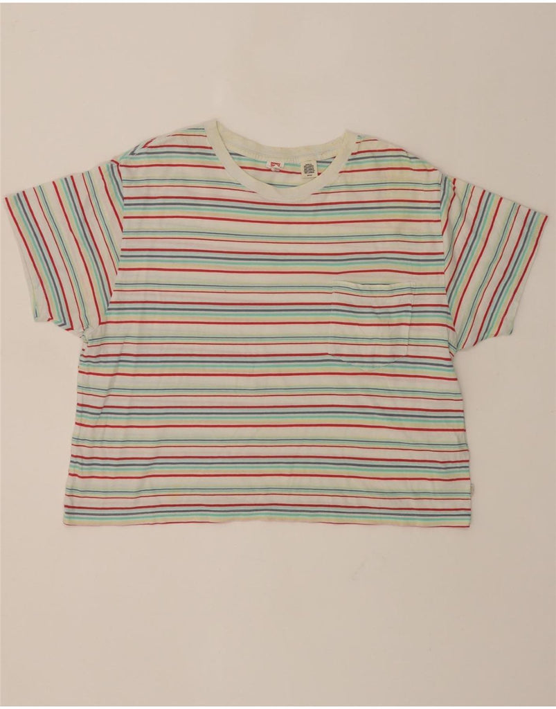 LEVI'S Womens Oversized Crop T-Shirt Top UK 10 Small Multicoloured Striped Vintage Levi's and Second-Hand Levi's from Messina Hembry 