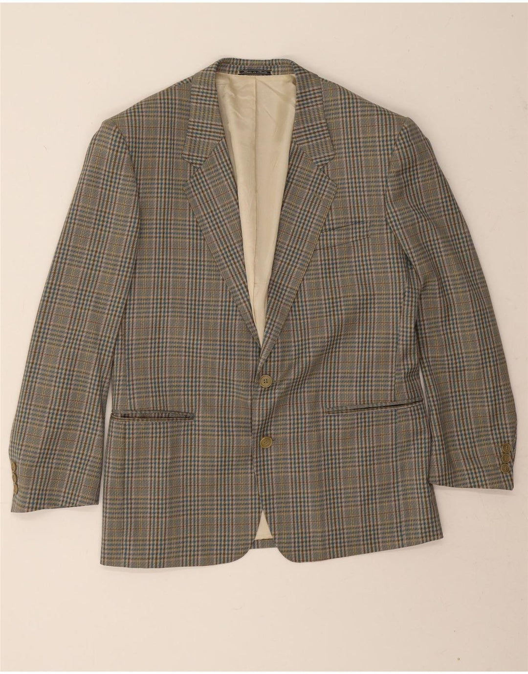 Prandina Mens 2 Button Blazer Jacket UK 40 Large Green Houndstooth New Wool