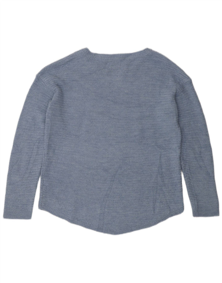 Fat Face Womens Boat Neck Jumper Sweater UK 12 Medium Blue Acrylic