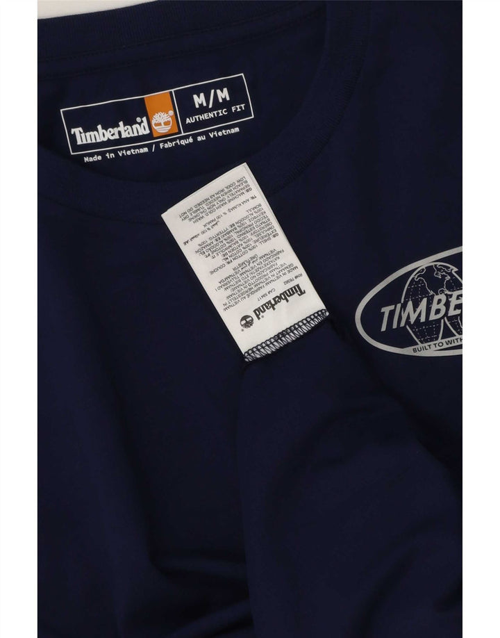 Timberland Mens Graphic T-Shirt Top Medium Navy Blue Cotton