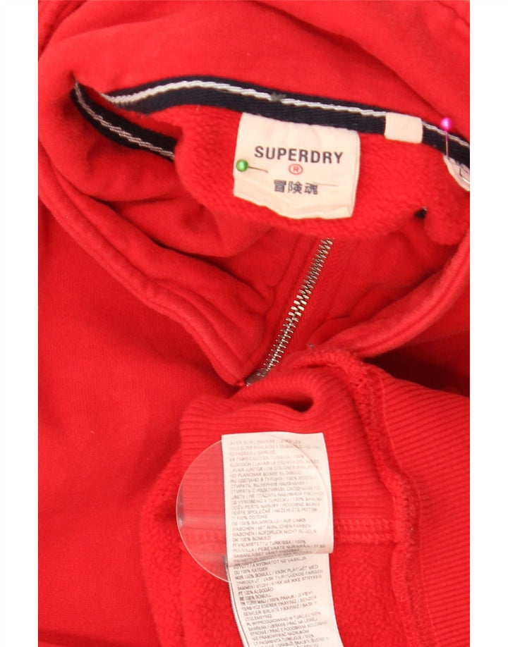 Superdry Mens Zip Neck Sweatshirt Jumper Large Red Cotton