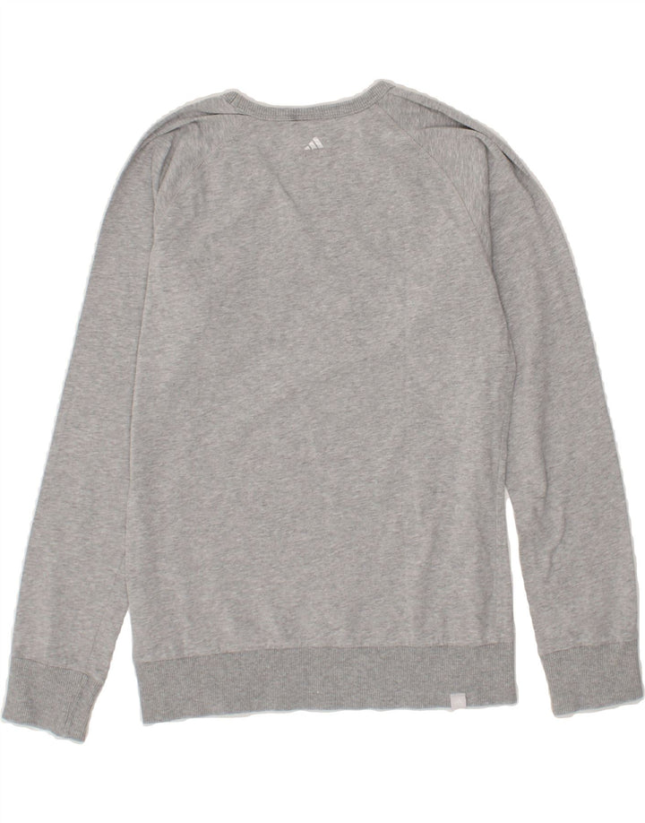 ADIDAS Girls Graphic Sweatshirt Jumper 13-14 Years Grey Vintage Adidas and Second-Hand Adidas from Messina Hembry 