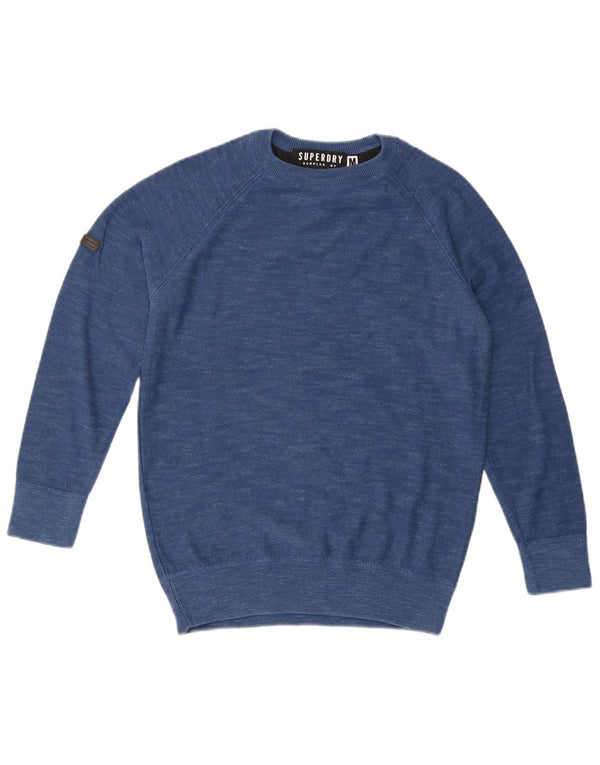 SUPERDRY Mens Crew Neck Jumper Sweater Medium Blue Flecked Cotton
