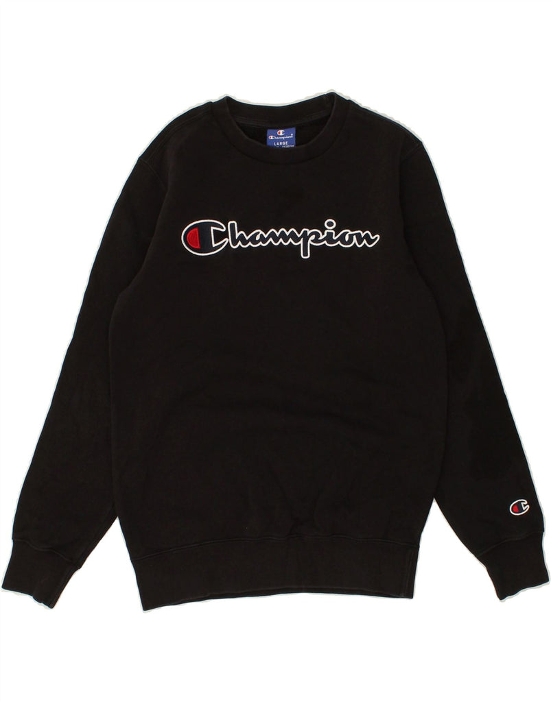 CHAMPION Boys Graphic Sweatshirt Jumper 11-12 Years Large Black | Vintage Champion | Thrift | Second-Hand Champion | Used Clothing | Messina Hembry 