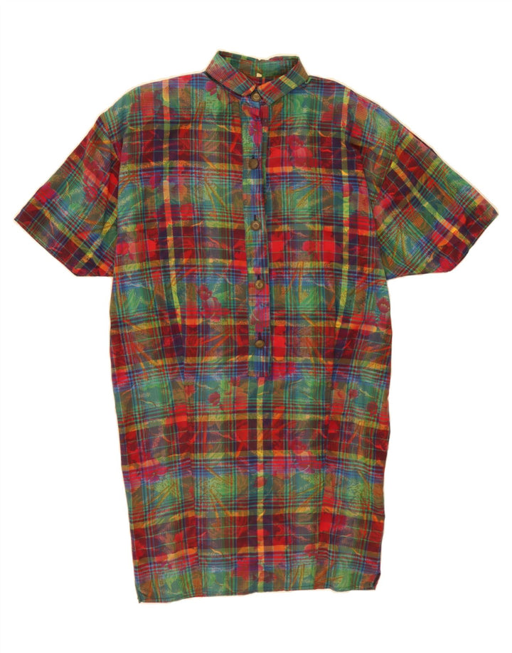 VINTAGE Womens Short Sleeve Pullover Shirt Dress UK 14 Large Red Check Vintage Vintage and Second-Hand Vintage from Messina Hembry 