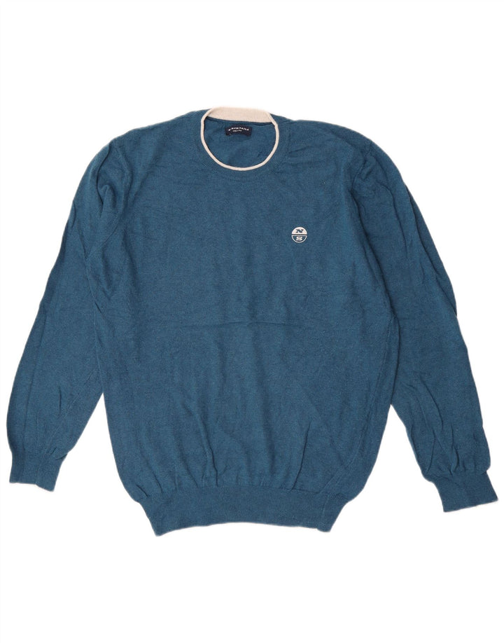 North Sails Mens Crew Neck Jumper Sweater Large Blue Polyamide