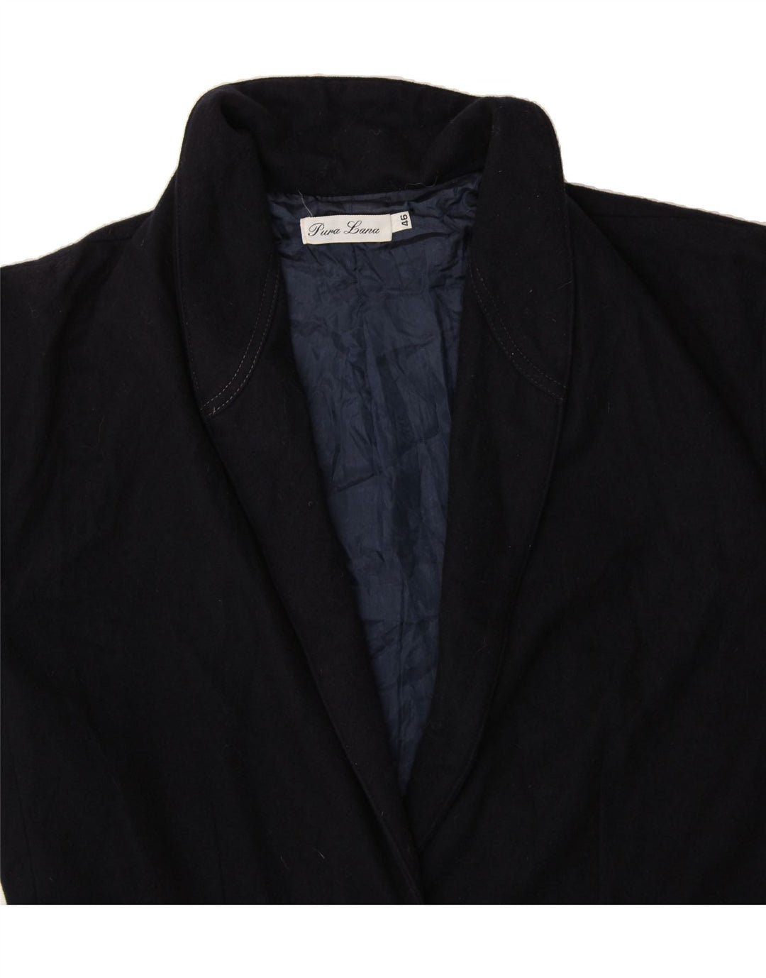 VINTAGE Womens 6 Button Blazer Jacket IT 46 Large Navy Blue Virgin Wool Vintage Vintage and Second-Hand Vintage from Messina Hembry 