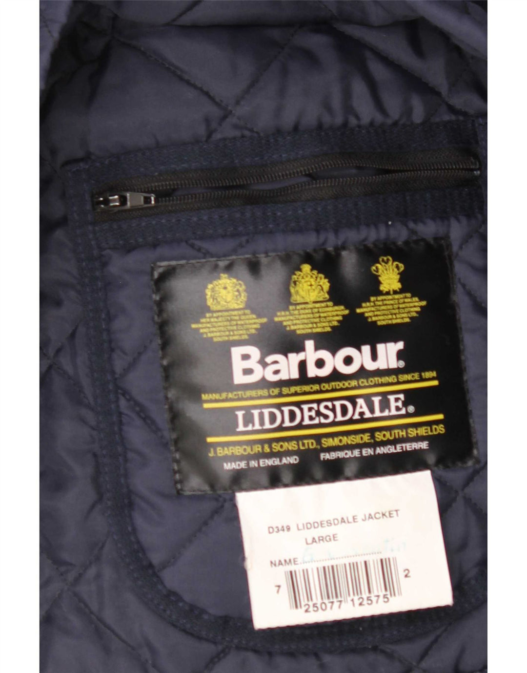 Barbour Mens LIDDESDALE Quilted Jacket UK 40 Large Navy Blue Nylon