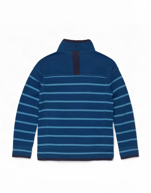 Fat Face Womens Zip Neck Sweatshirt Jumper UK 18 XL Blue Striped Cotton