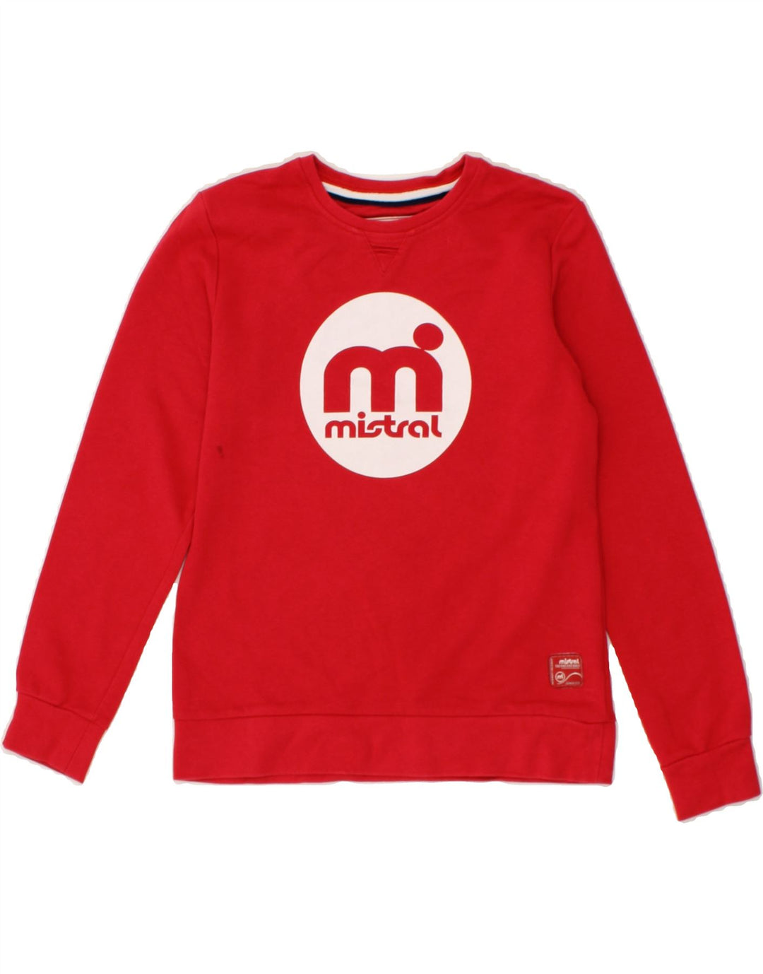 MISTRAL Boys Graphic Sweatshirt Jumper 7-8 Years Red Cotton Vintage Mistral and Second-Hand Mistral from Messina Hembry 