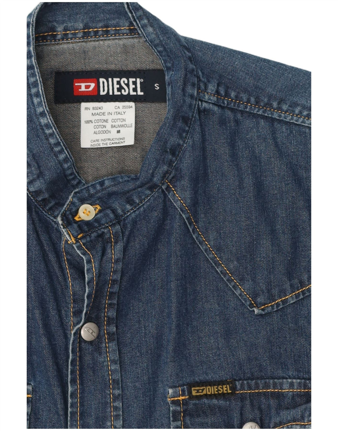 Diesel Womens Denim Shirt Small Blue Cotton