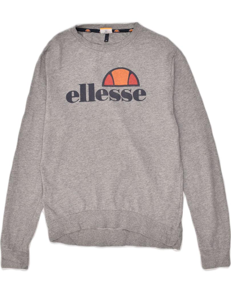 ELLESSE Womens Graphic Sweatshirt Jumper US 10 Large Grey Cotton | Vintage Ellesse | Thrift | Second-Hand Ellesse | Used Clothing | Messina Hembry 