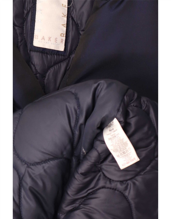 Ted Baker Girls Hooded Padded Coat 8-9 Years Navy Blue Nylon