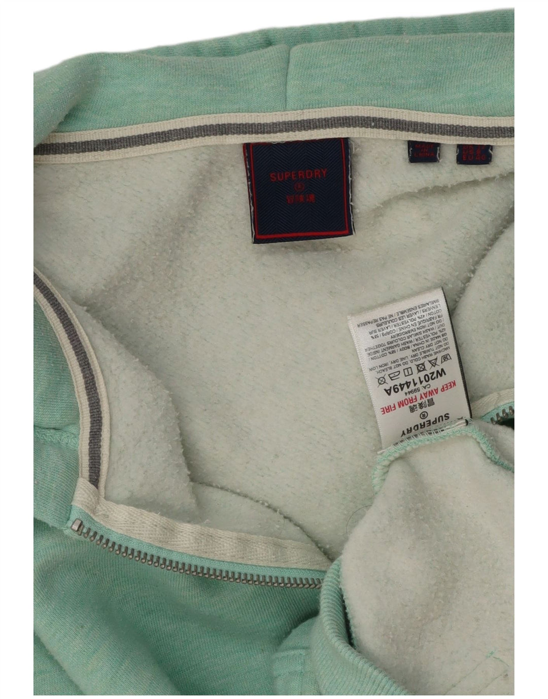 SUPERDRY Womens Zip Hoodie Sweater UK 12 Medium  Green Cotton