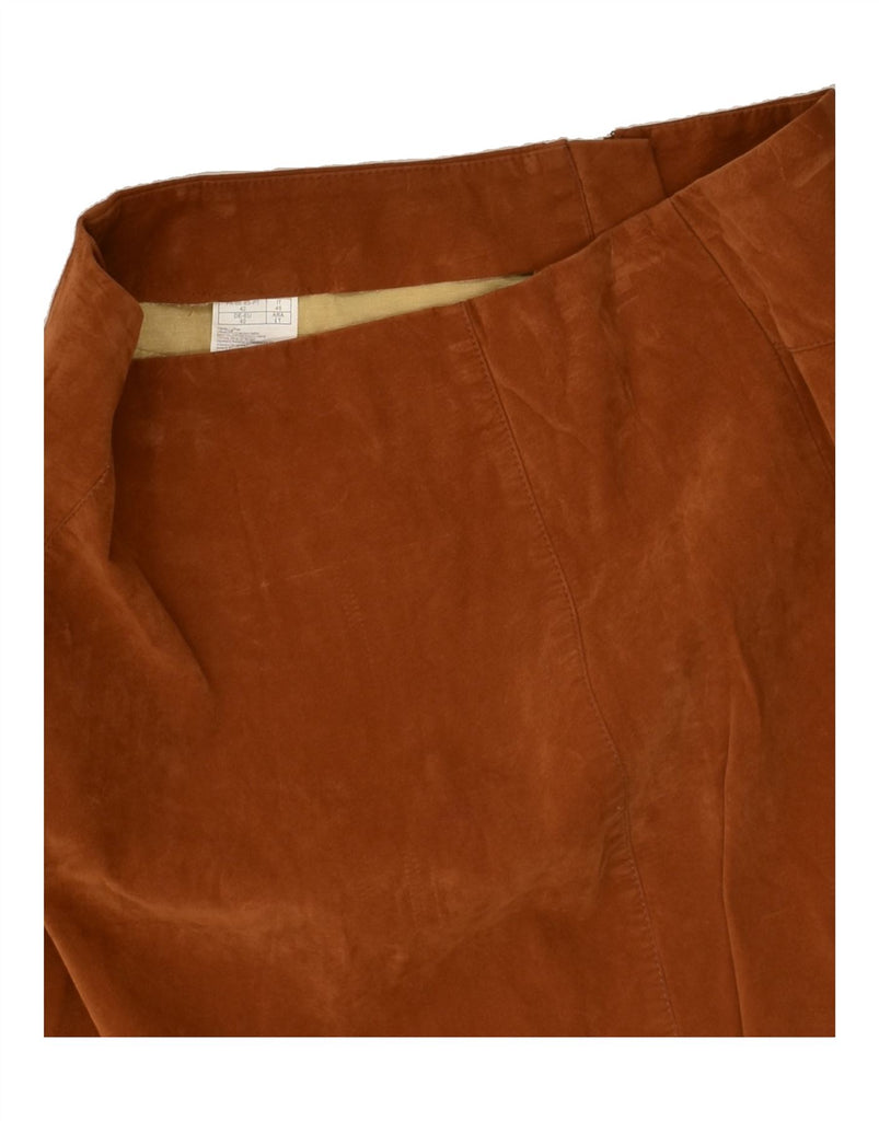 PIMKIE Womens Suede Skirt EU 42 Large W32  Brown Leather Vintage Pimkie and Second-Hand Pimkie from Messina Hembry 