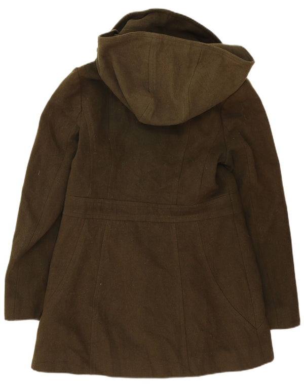 Nautica Womens Hooded Double Breasted Coat UK 12 Medium Khaki Classic