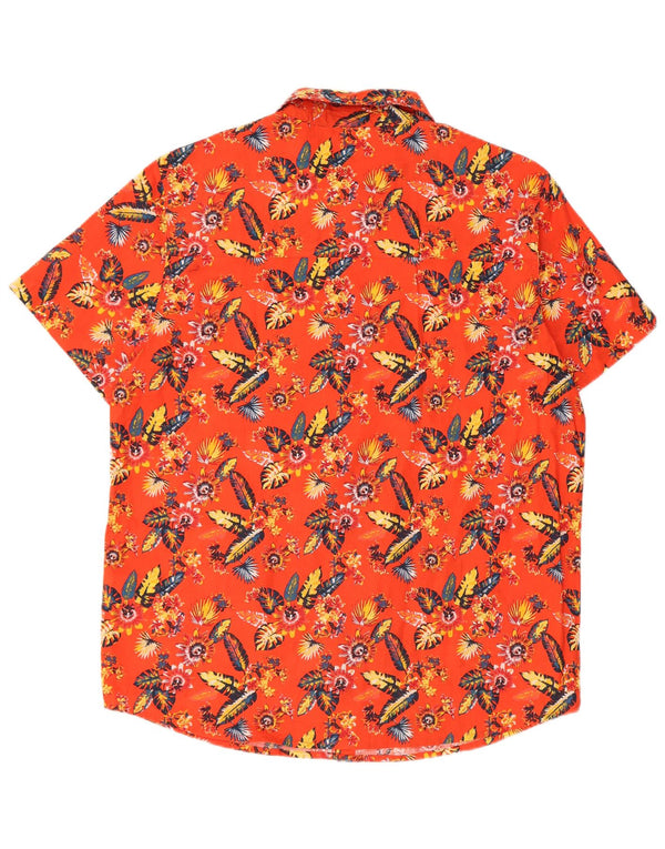 Mountain Warehouse Mens Short Sleeve Shirt Large Red Floral Cotton