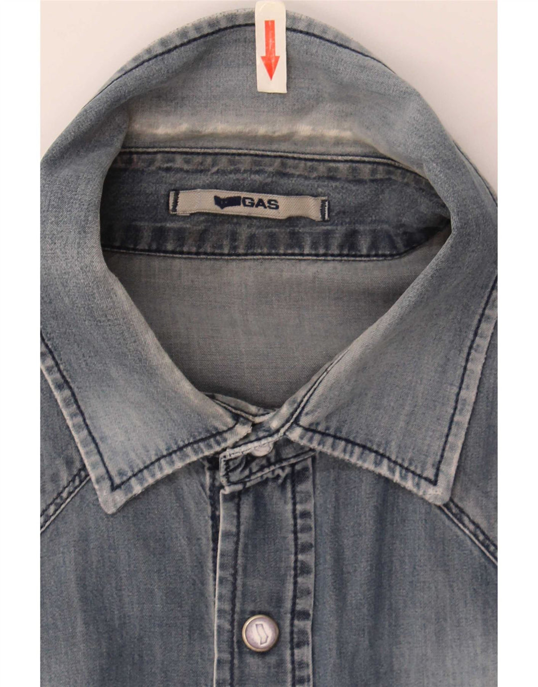 Gas Mens Denim Shirt XL Blue Cotton