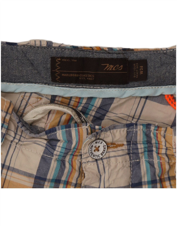 Marlboro Classics Mens Cargo Shorts W34 Large Multicoloured Check Cotton