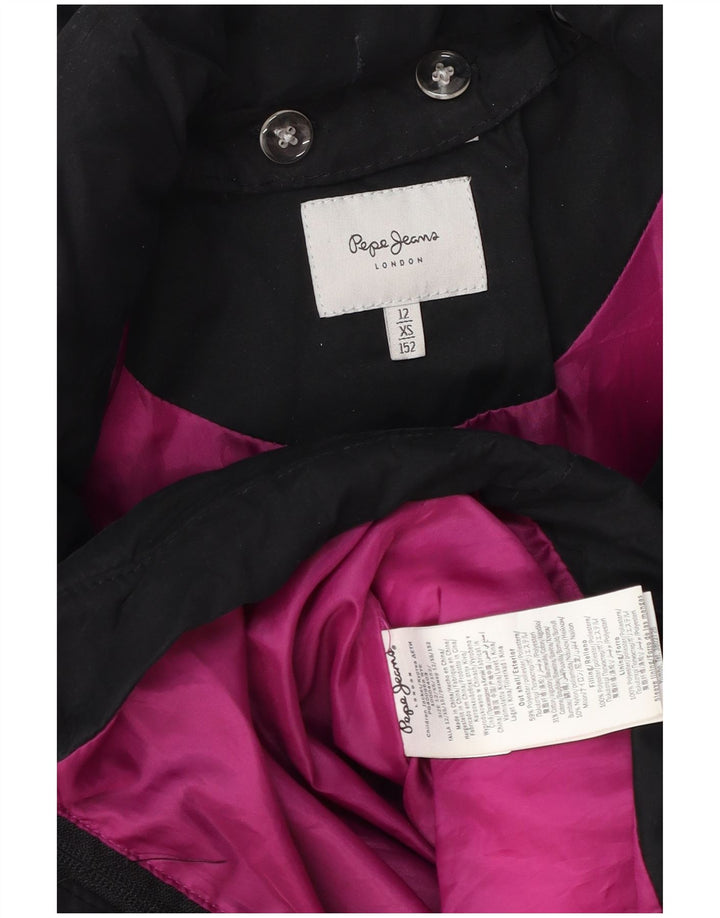 PEPE Jeans Girls Hooded Padded Jacket 11-12 Years XS Black Polyester