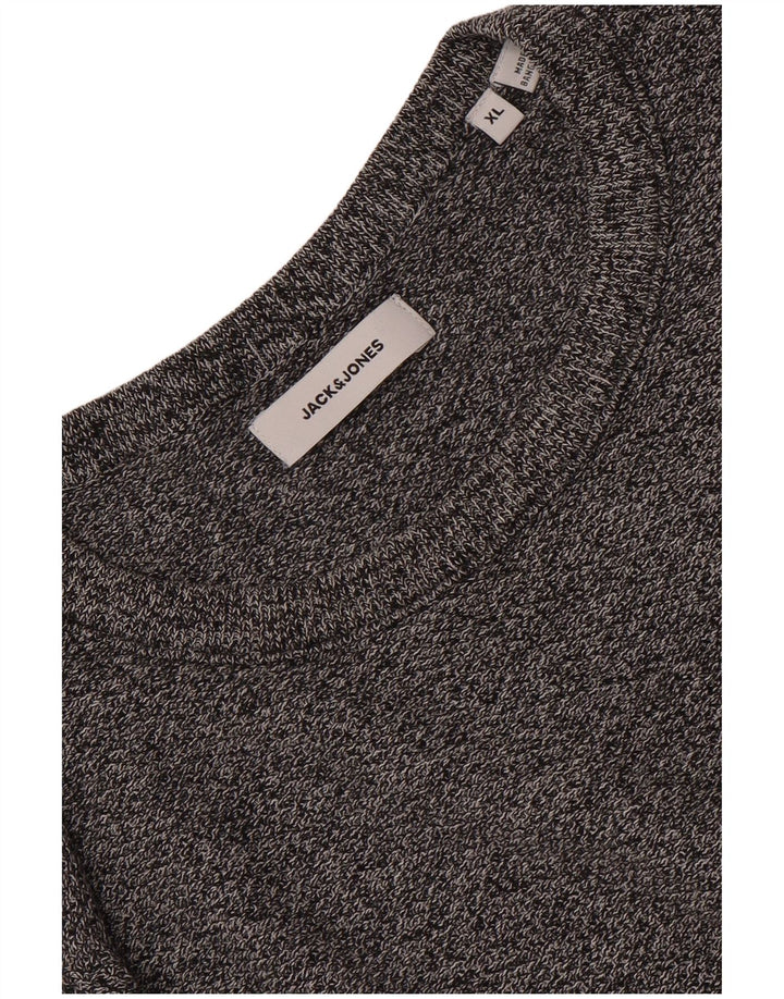 JACK & JONES Mens Crew Neck Jumper Sweater XL Grey Flecked