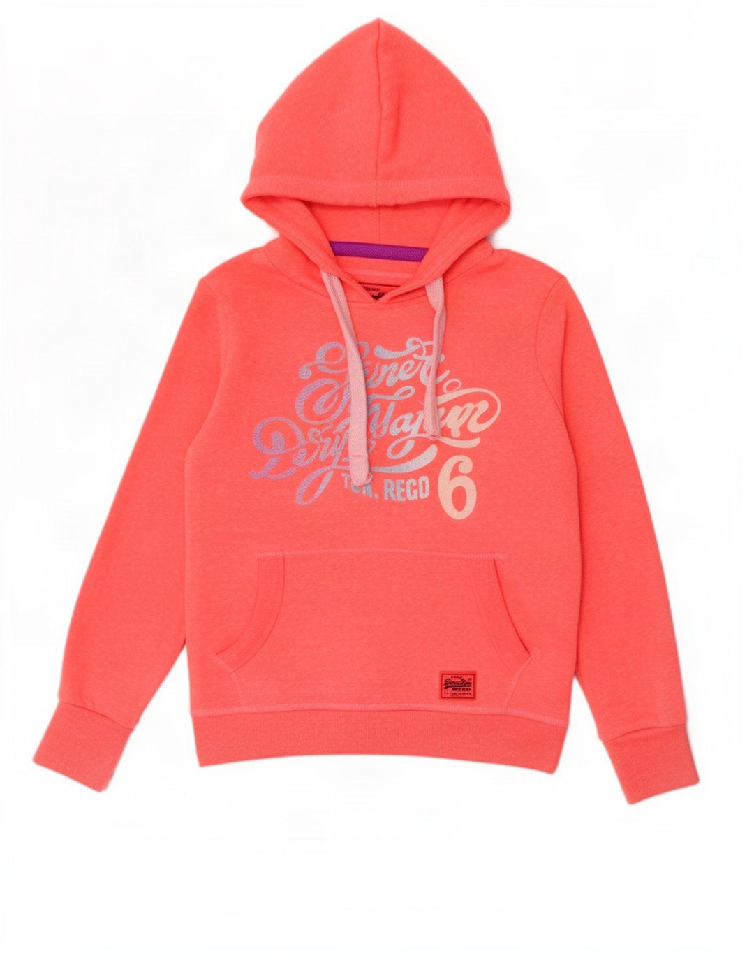 Superdry Womens Graphic Hoodie Jumper UK 14 Medium Pink Polyester