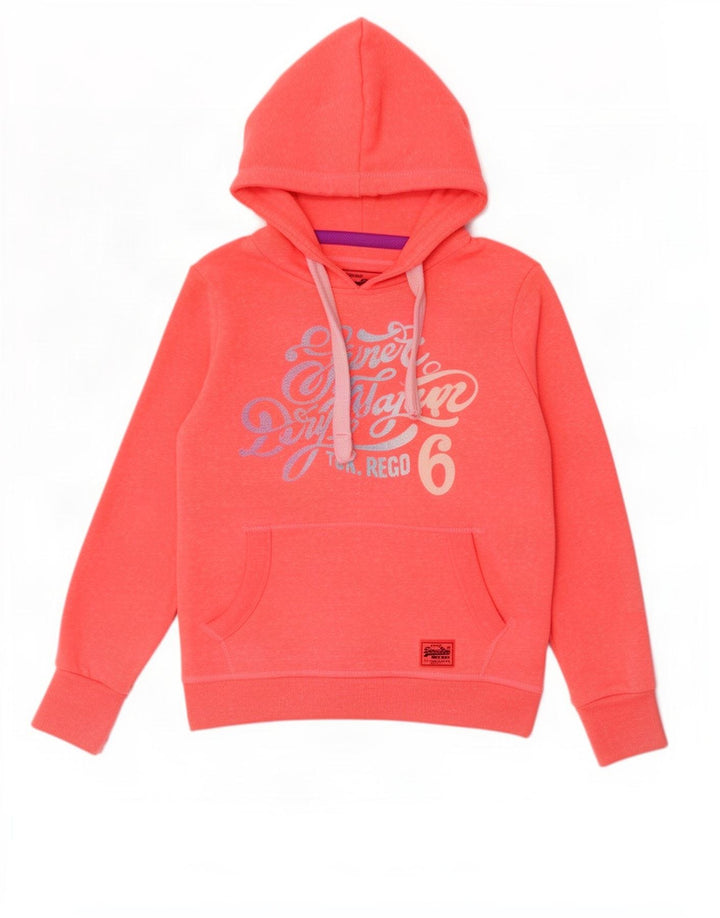 Superdry Womens Graphic Hoodie Jumper UK 14 Medium Pink Polyester