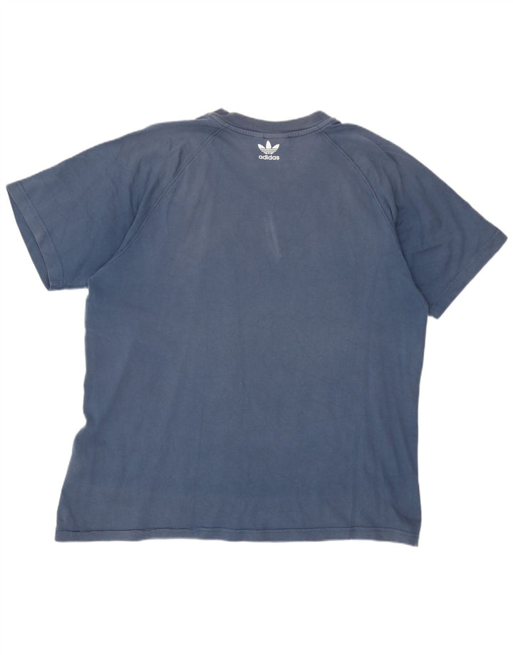 Adidas Mens Graphic T-Shirt Top Medium Blue Cotton