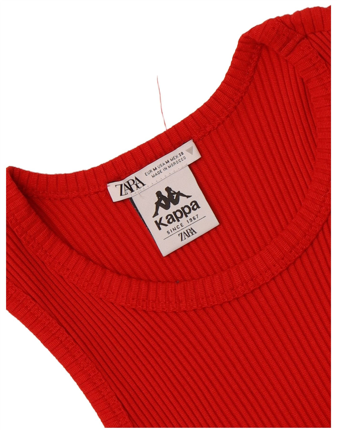 Zara X Kappa Womens Crop Vest Top UK 12 Medium Red