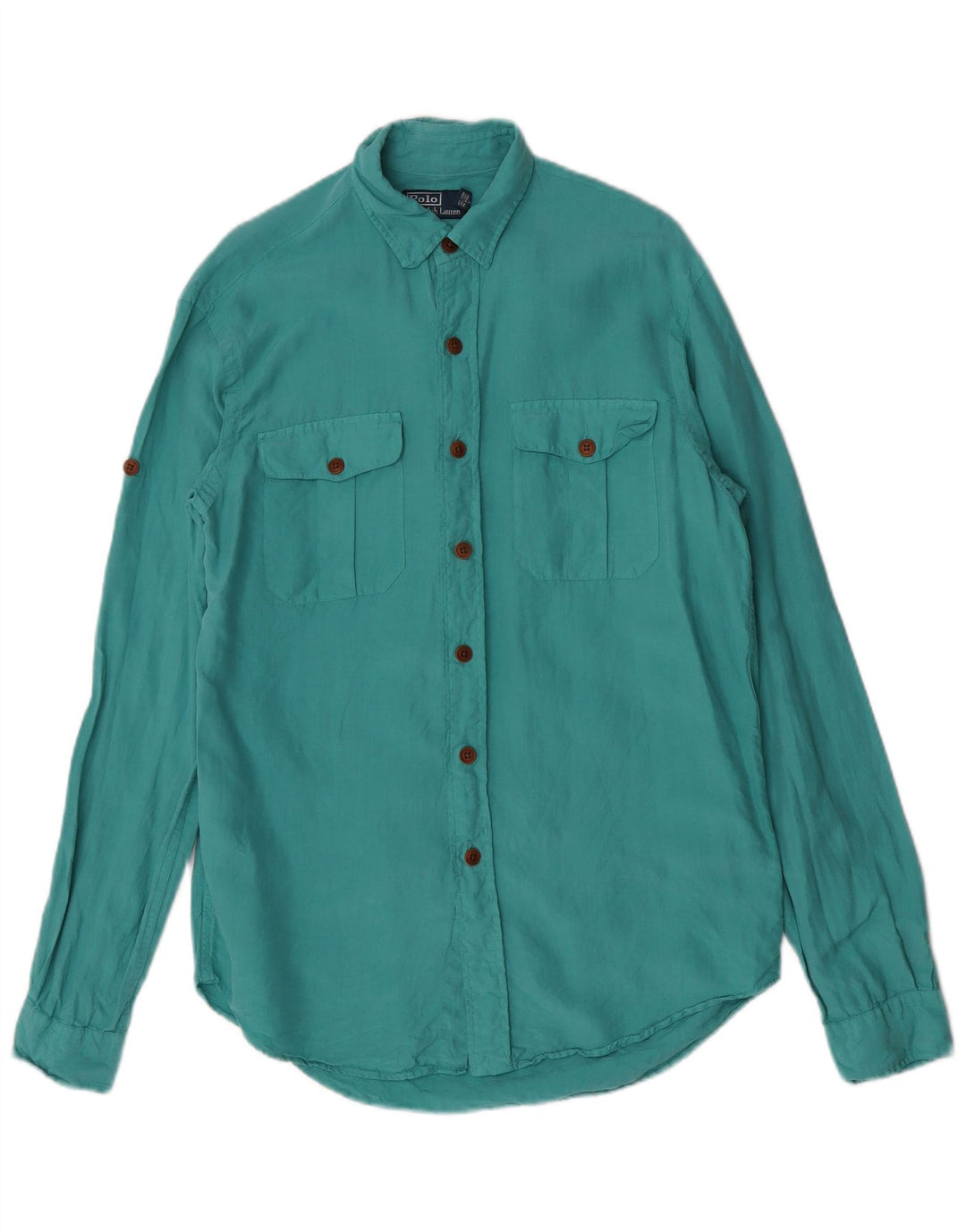 Polo Ralph Lauren Mens Shirt Medium Turquoise Linen
