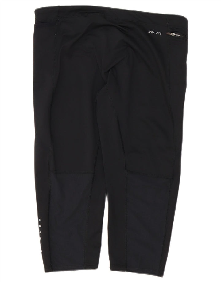 Nike Womens Dri Fit Capri Leggings UK 14 Large Black Polyester