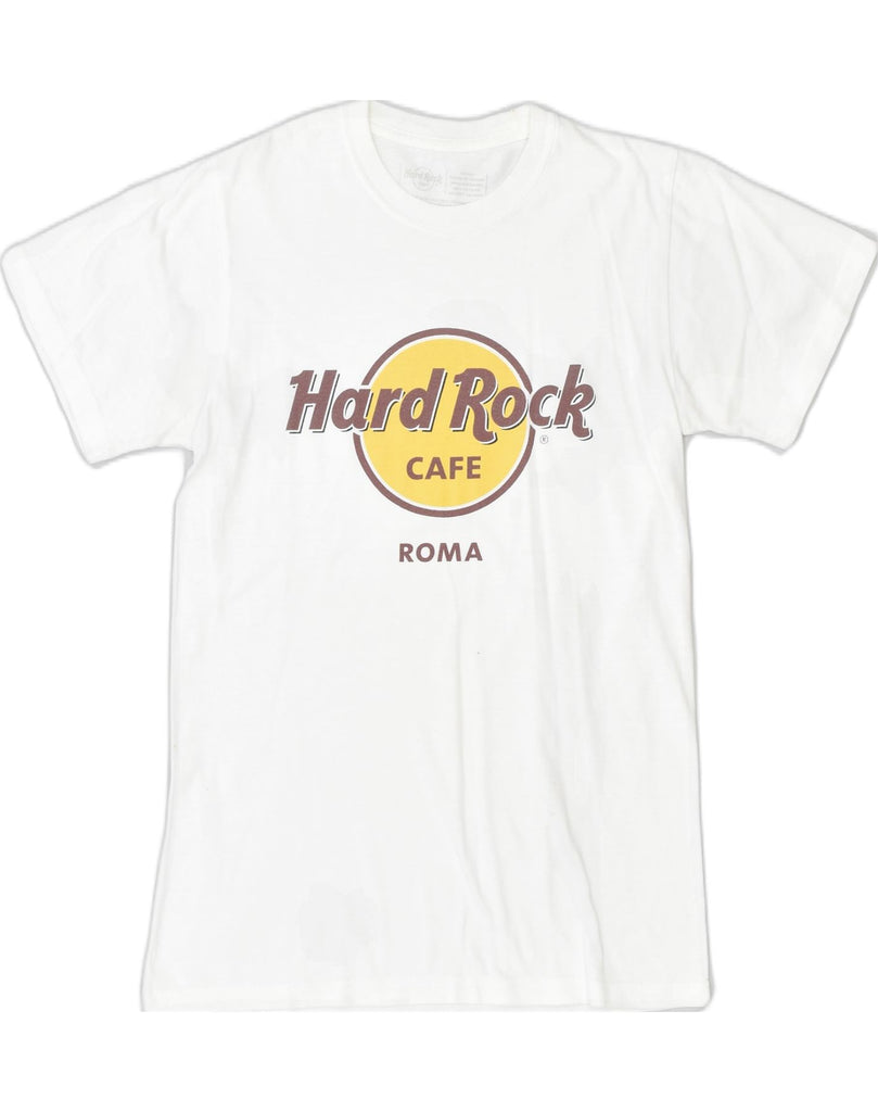 HARD ROCK CAFE Mens Rome Graphic T-Shirt Top Small White Cotton | Vintage | Thrift | Second-Hand | Used Clothing | Messina Hembry 