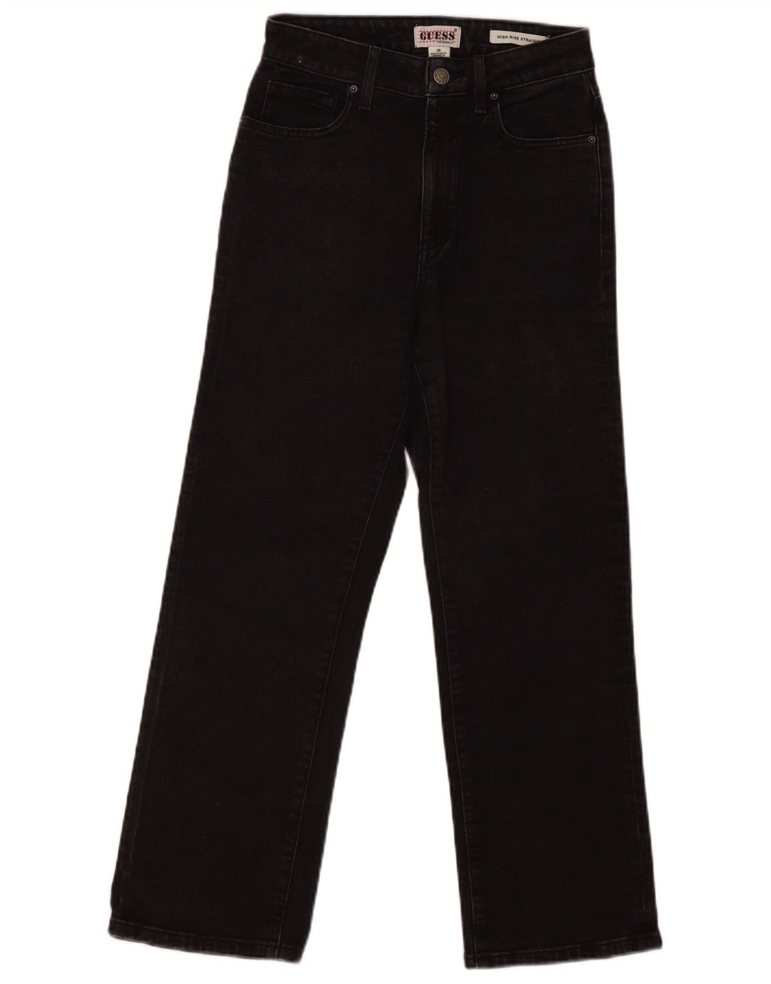 GUESS Womens High Rise Straight Jeans W26 L26 Black