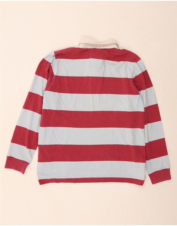 Crew Clothing Mens Long Sleeve Rugby Polo Shirt XL Pink Striped Cotton