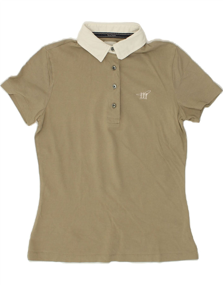 HENRY COTTONS Womens Polo Shirt IT 44 Medium Beige Cotton | Vintage Henry Cottons | Thrift | Second-Hand Henry Cottons | Used Clothing | Messina Hembry 