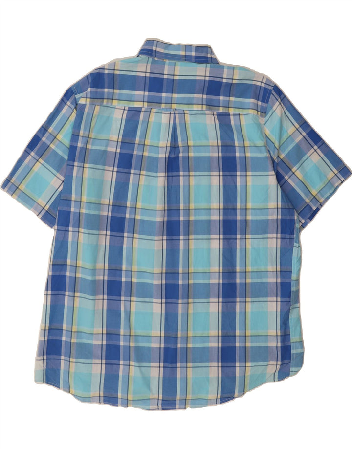 CHAPS Mens Short Sleeve Shirt 2XL Blue Check Cotton Vintage Chaps and Second-Hand Chaps from Messina Hembry 