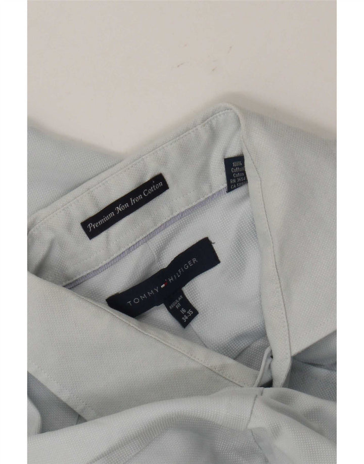 Tommy Hilfiger Mens Regular Fit Shirt Size 16 Large Blue Cotton