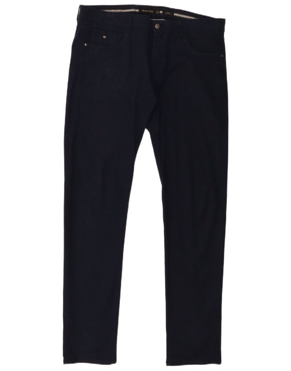 Massimo Dutti Mens Slim Fit Casual Trousers EU 46 XL W36 L33 Navy Blue