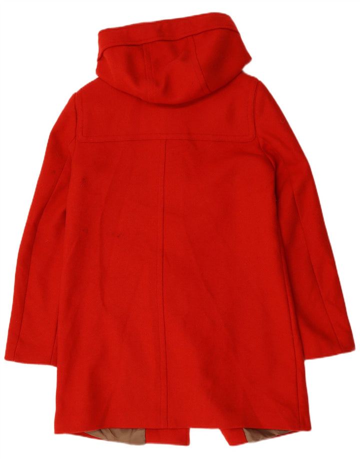 Benetton Womens Hooded Duffle Coat UK 12 Medium Red Wool