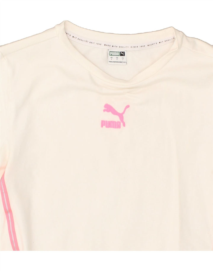 PUMA Womens Graphic T-Shirt Top UK 8 Small White Cotton | Vintage Puma | Thrift | Second-Hand Puma | Used Clothing | Messina Hembry 
