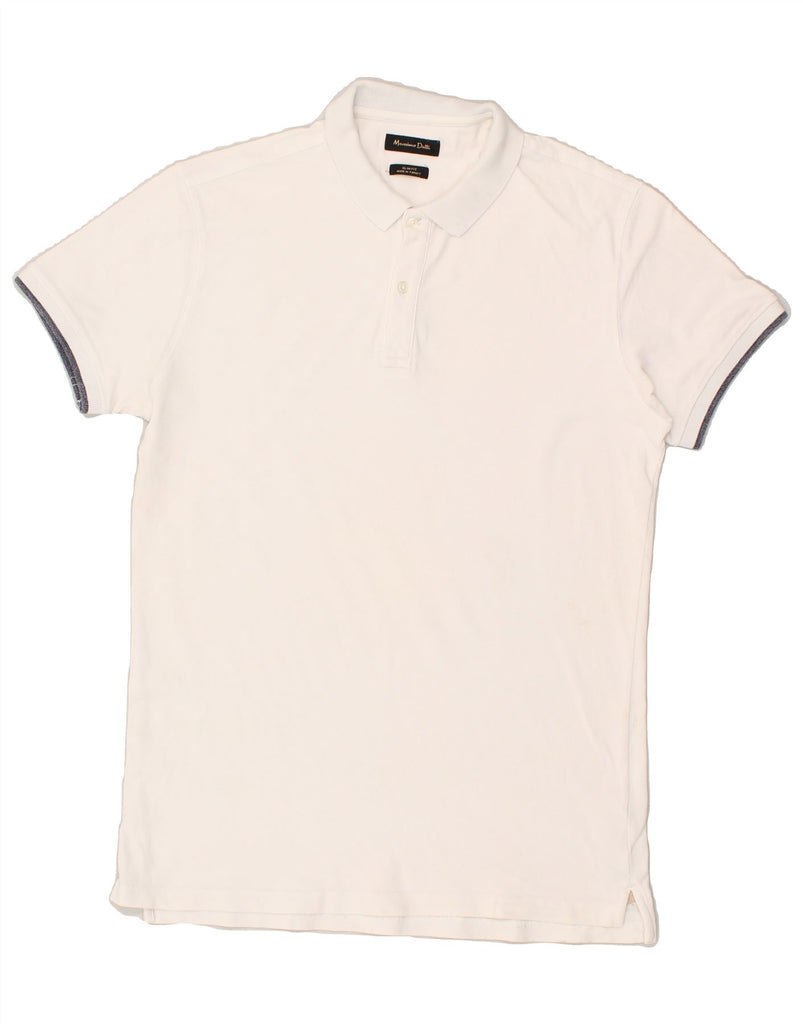 MASSIMO DUTTI Mens Slim Fit Polo Shirt Large White Cotton | Vintage Massimo Dutti | Thrift | Second-Hand Massimo Dutti | Used Clothing | Messina Hembry 