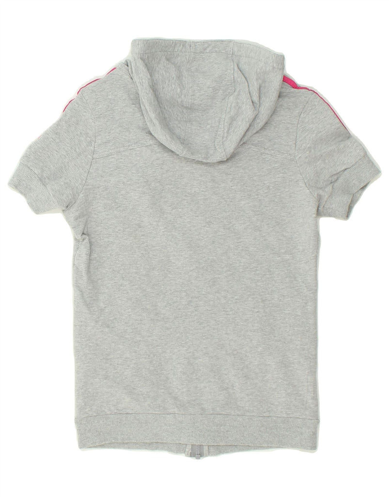 ADIDAS Womens Short Sleeve Zip Hoodie Sweater UK 10 Small Grey Cotton | Vintage Adidas | Thrift | Second-Hand Adidas | Used Clothing | Messina Hembry 