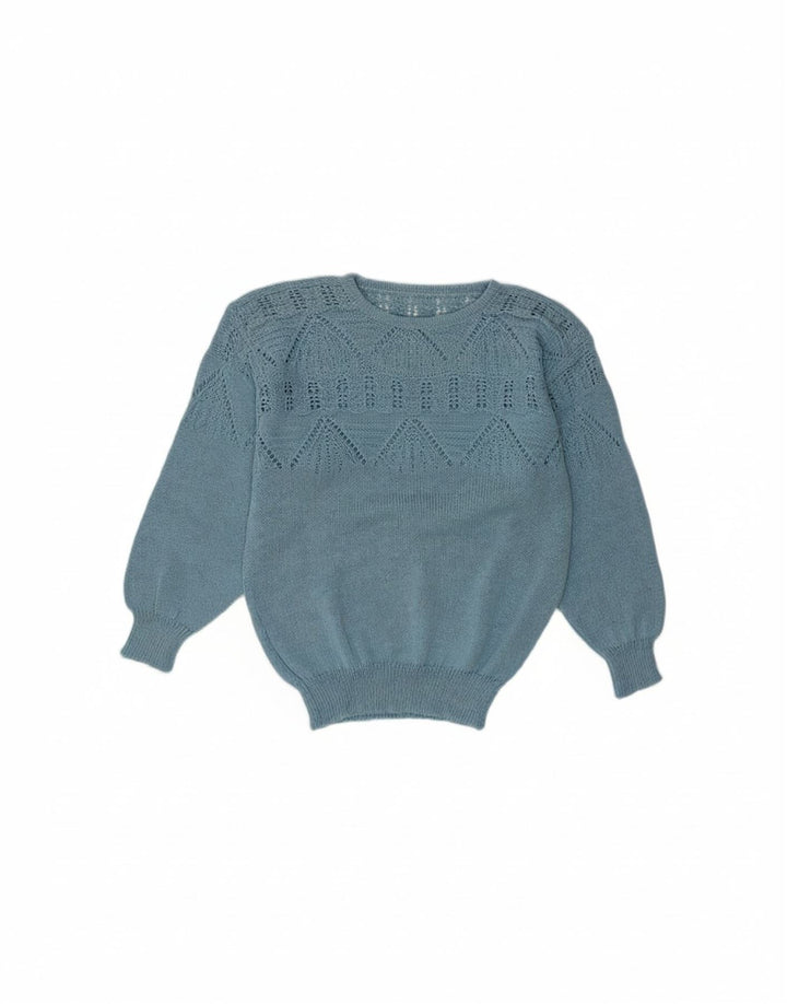 VINTAGE Womens Crew Neck Jumper Sweater UK 12 Medium Blue