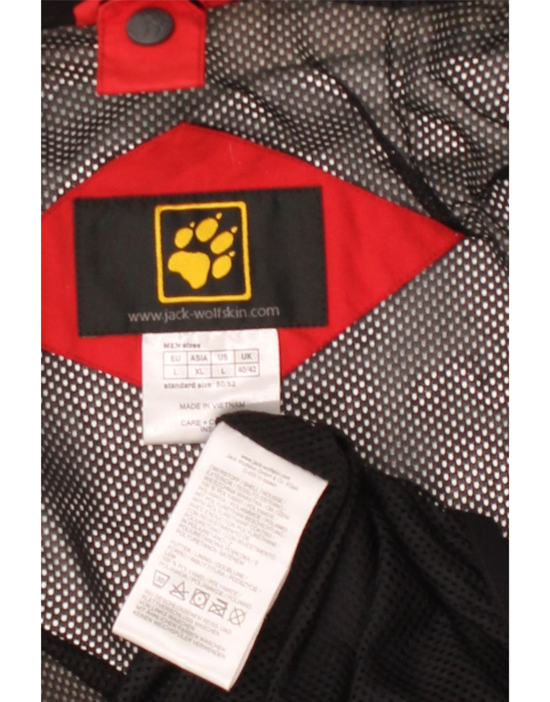 JACK WOLFSKIN Mens Windbreaker Jacket UK 40/42 Large Red Colourblock