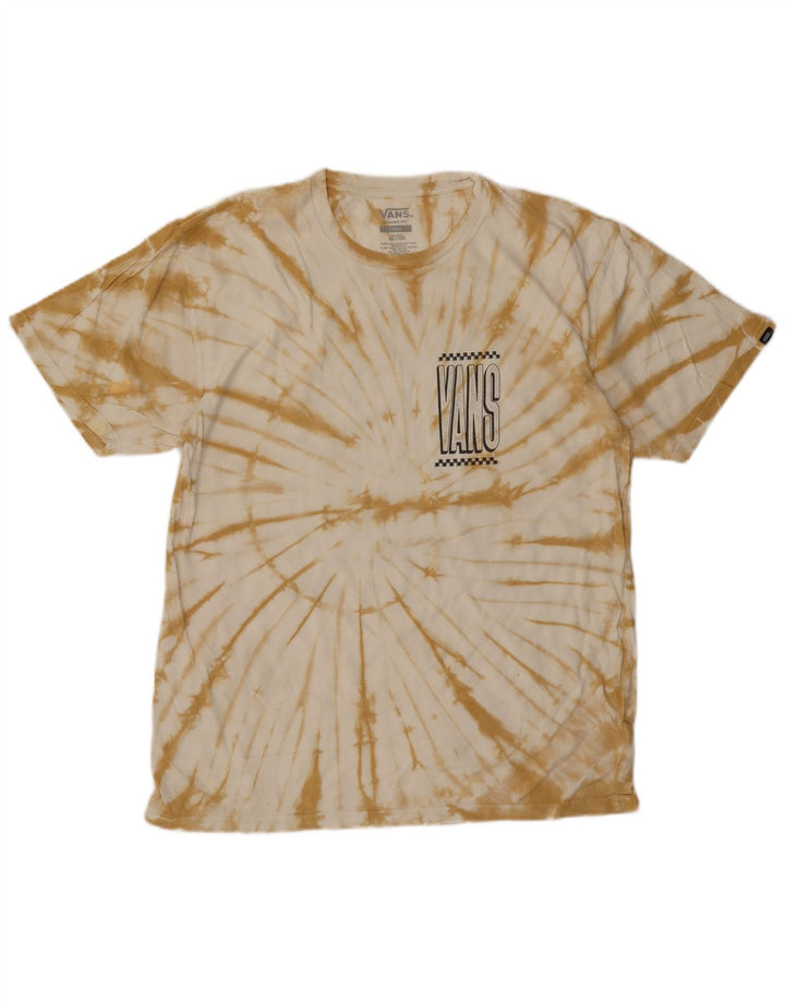 VANS Mens Classic Fit Graphic T-Shirt Top Large Beige Tie Dye Cotton