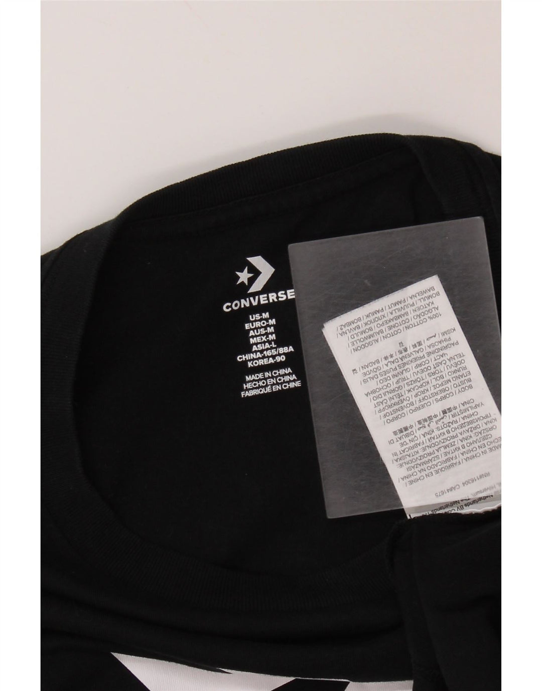 CONVERSE Womens Graphic T-Shirt Top UK 14 Medium Black Cotton