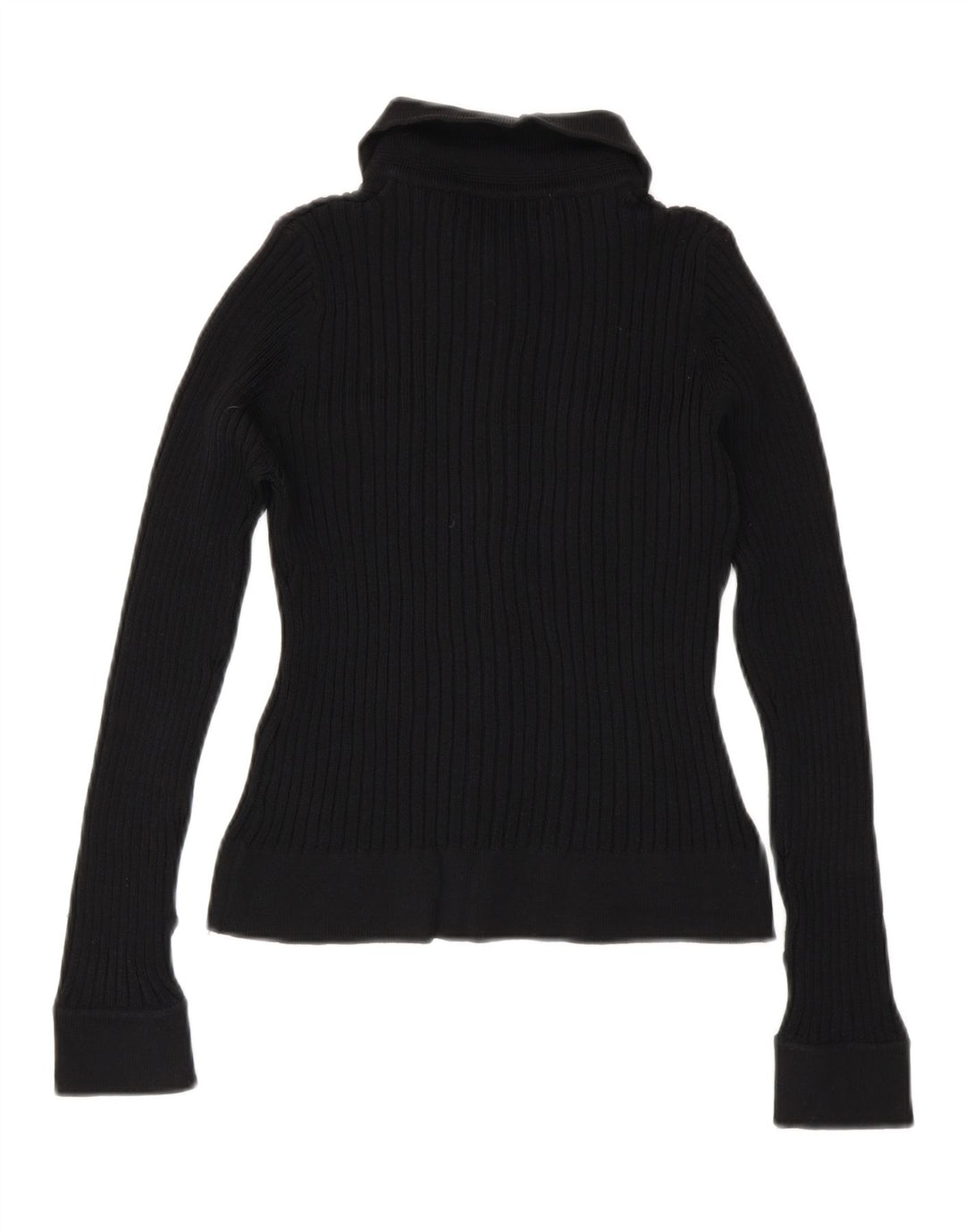 Zara Womens Crop Knit Shirt Blouse UK 12 Medium Black Rayon