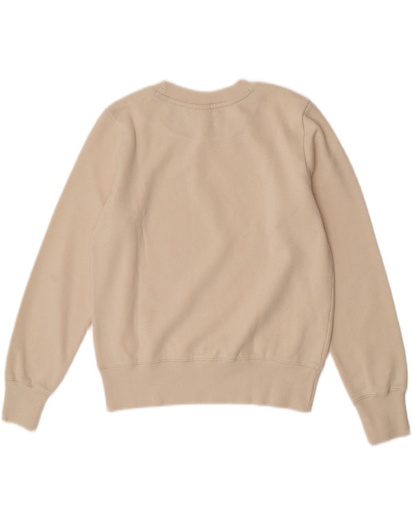 Champion Womens Crop Graphic Sweatshirt Jumper UK 10 Small Off White Cotton