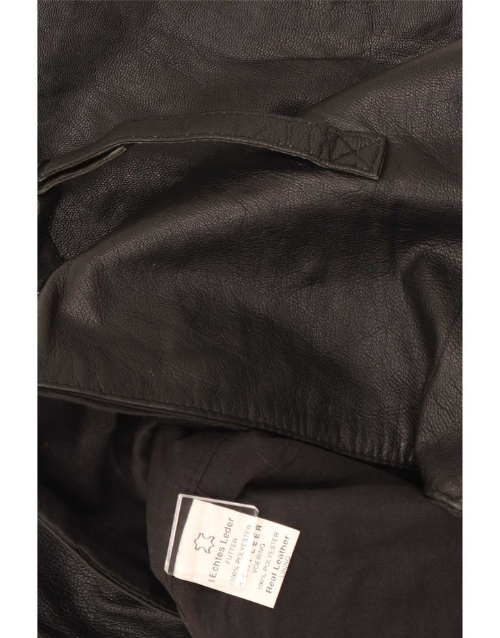 Vintage Mens Leather Waistcoat Large Black